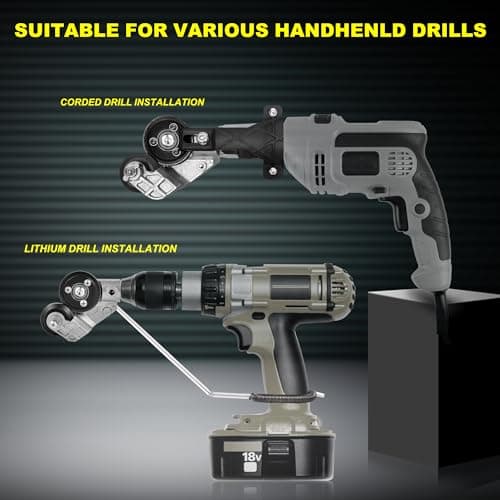 Upgraded Electric Drill Plate Cutter - Efficiently shears flat sheet metal, Metal Cutting Attachment with Adapter - Cuts 20-30GA sizes of Iron, Steel, Tin, Aluminum, and cardboard up to 3MM
