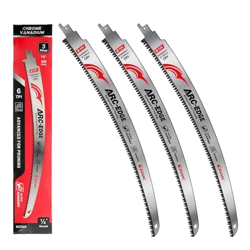 EZARC Japanese Teeth Reciprocating Saw Blade 15 Inch, Arc Edge Wood Pruning Saw Blades 6TPI for Tree Trimming, Wood Cutting, 3 Pieces