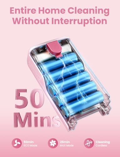 Cordless Vacuum Cleaner, Stick Vacuum with Smart LED Display, 45KPA 50Mins Vacuum Cleaners for Home, Powerful Suction, Anti-Tangled Lightweight Rechargeable Vac for Pet Hair, Carpet, Hard Floor