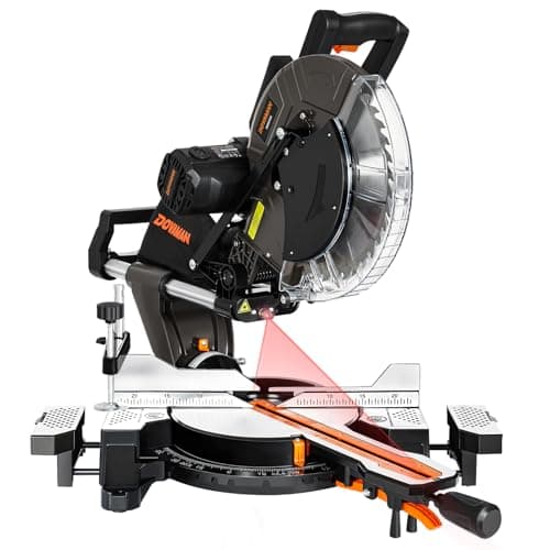 12-Inch Dual-Bevel Miter Saw, Compound Sliding Miter Saw, Ambidextrous Operation, 3800RPM, 4.2 x 13in Cutting Capacity, Laser Guide, 0-45° Bevel & Miter Cut, 9 Positive Stops, 15-Amp Corded