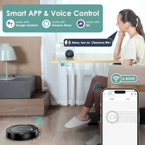 W6+ Robot Vacuum Cleaner,2800Pa Suction,720ml Large Capacity,120 Mins Runtime,Self-Charging Slim Robotic Vacuums,APP/Voice/Remote Control,No Entanglement Suction Port Ideal for Pet (Black)