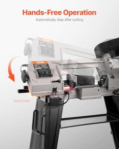 VEVOR Metal Horizontal Band Saw, 4 x 6 in Rectangular Cutting Capacity, 110V, 550W, 0-45 Angle Adjustment, Variable Speed, for Metal, Wood, and Plastic