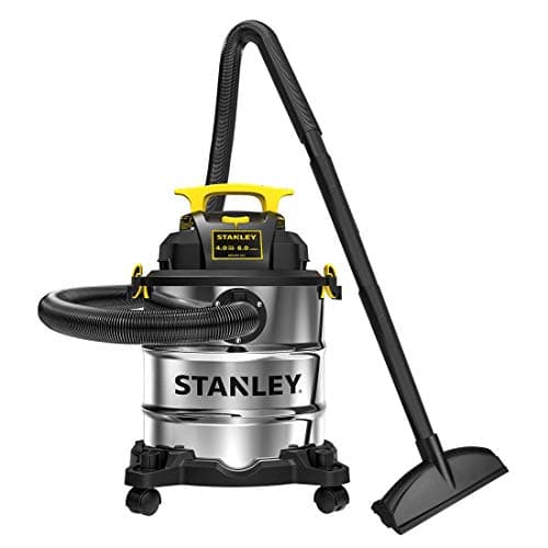 STANLEY SL18116 Wet/Dry Vacuum, 6 Gallon, 4 Horsepower, Stainless Steel Tank, 4.0 HP, Silver+Yellow