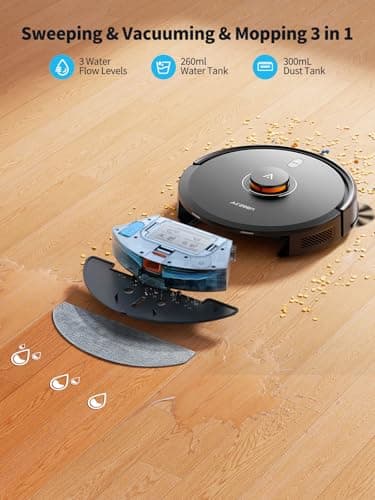 Robot Vacuum and Mop, Self-Emptying Robot Vacuum Cleaner with 5000Pa Suction, Laser Navigator with Smart Mapping Robotic Vacuums, 150Mins Runtime,Schedule,App Alexa Control for Carpet/Pet Hair,Q10 pro