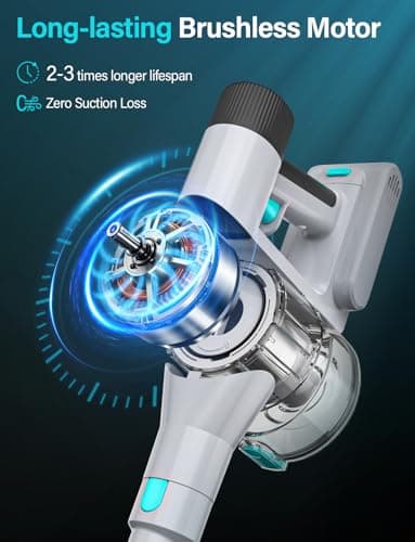 8-in-1 Cordless Stick Vacuum Cleaner, Lightweight, 40-Minute Runtime, Powerful Suction, Anti-Tangle for Pet Hair, Great for Hardwood Floors, Short-Pile Carpets, Stairs, Sofa, Gaps, and More