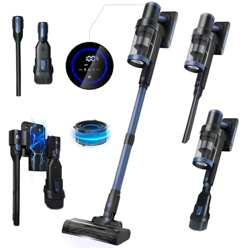 Cordless Vacuum Cleaner, 30KPA 350W Self-Standing Stick Vacuum Cleaner with LED Touch Screen, Charging Wall Mount, 3 Suction Modes, Anti-Tangle Wireless Vacuum for Home/Hair/Carpets/Hard Floor
