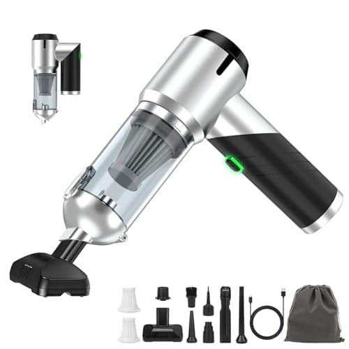 Car Vacuum Portable Cordless Foldable Mini Vacuum, 17000PA Strong Suction, 40mins Runtime, 4-in-1 Air Duster & Air Blower Handheld Vacuum with One-Click Dust Removal for Car, Home,Office Pet