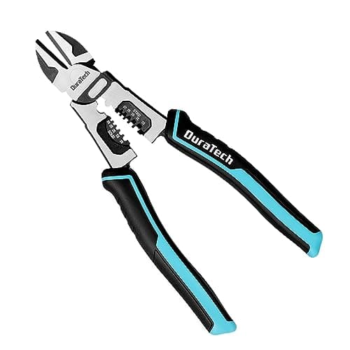 DURATECH 4-in-1 Diagonal Cutting Pliers, 8" Multifunction Heavy Duty Side-Cutting Pliers with Wire Stripper, Wire Cutters with Ergonomic Handle for Electricians and Homes