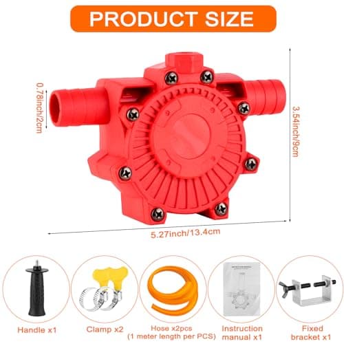 Portable Self Priming Water Drill Pump Attachment,Self Priming Pump Attachment for Drills with Suction and Discharge Hose for Water Oil Fluid Transfer