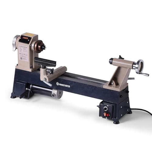12" x 18" Wood Turning Lathe, 1 HP Benchtop Woodworking Lathe with Variable Speed 650-3800 RPM, Dual-Function Design with Extension Ports for Belt Sander or Grinding Wheel or Rotary Kit
