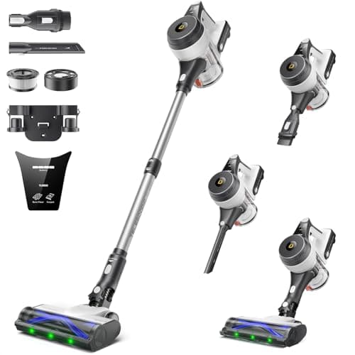 YONNDER Cordless Vacuum Cleaner, 45KPA/550W/50Mins Powerful Stick Vacuum for Home, Anti-Tangle, Self-Standing, Lightweigh, Charging Dock, Vacuum Cleaner for Hardwood Floor/Carpet/Pet Hair/Car, M1