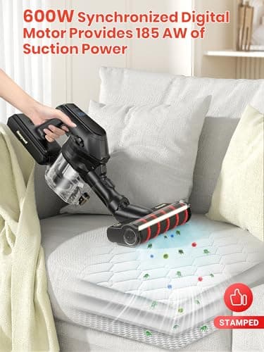 Honeywell Self-Cleaning Cordless Vacuum Cleaner, 8-in-1 Lightweight Stick Vacuum with 60Mins Runtime, Powerful Suction, Rechargeable Cordless Vacuum for Pet Hair/Carpet/Hardwood Floor, VC16