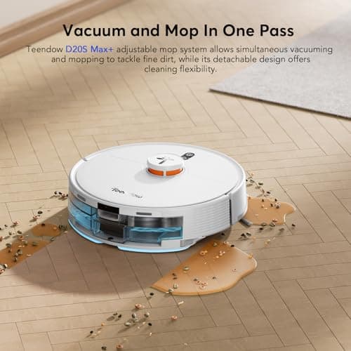 D20S Max+ Robot Vacuum and Mop, Specifically Handling Pet Hair Design, 6000Pa Max Suction, with Self-Empty Dock, 10 Weeks Hands-Free Cleaning, PreciSense LiDAR Navigation, App & Voice Control