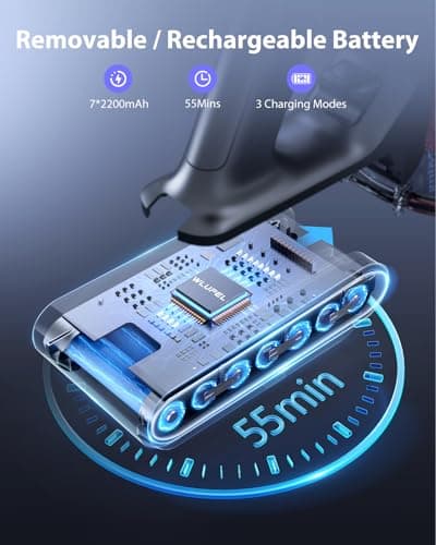 Cordless Vacuum Cleaner, 40kPa/450W Stick Cordless Vacuum Up to 55 Mins Runtime with LED Touch Screen, Anti-Tangle Vacuum Cleaner with Charging Station for Carpet Hard Floor Pet Hair