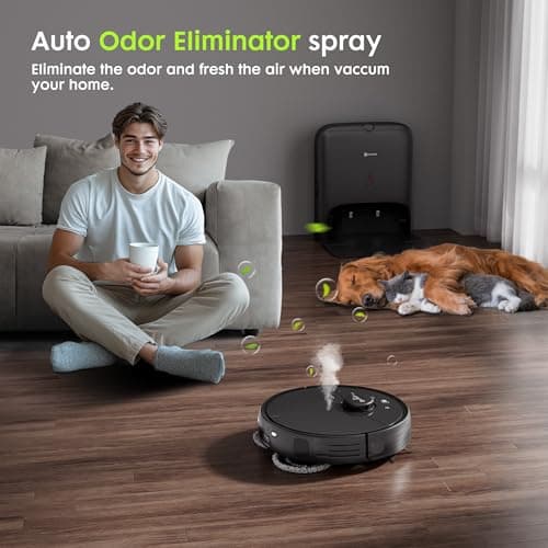 Robot Vacuum and Mop, V5 Self-Emptying 8500Pa Suction, Pet Hair Tangle Cutter™, 75-Day Capacity, Cat Laser, All-in-One Station, Robotic Vacuum Cleaner for Pet Hair, Hard Floors, Tile, Carpet
