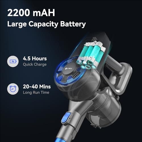 Cordless Vacuum Cleaner, 8-in-1 Lightweight Stick Vacuum with Powerful Suction, Self-Standing, 40 Mins Max Runtime, Rechargeable Vacuum Cleaners for Home, Hardwood Floor, Carpet, Pet Hair N3S