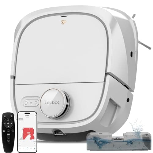 TECBOT M1 Pro Robot Vacuum and Mop - LiDAR Robotic Vacuums Cleaner for Home with Pet Hair, Carpet, Hardwood Floors, Auto Smart Mopping, Self Cleaning, Avoids Obstacles, Voice Control, White