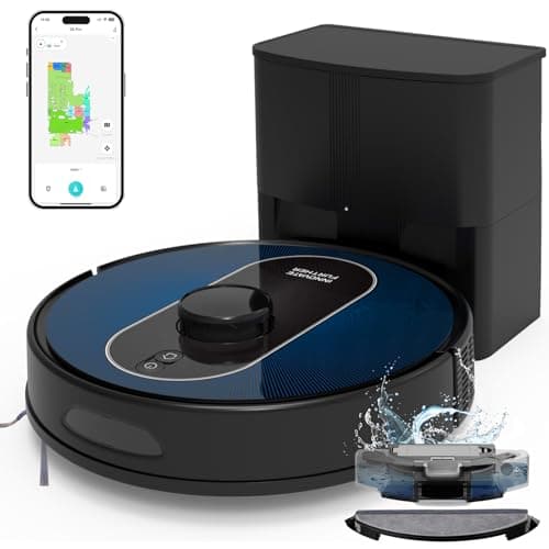 Robot Vacuum and Mop: 5000Pa Robotic Vacuum Self Emptying for 60 Days Hands-Free Cleaning, Self-Charging LiDAR Robot Vacuum Cleaner Alexa/APP Control for Hard Floor, Carpet, Pet Hair