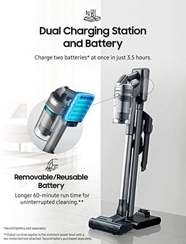 SAMSUNG 90 + Clean Station Bundle Jet Cordless Stick Vacuum, Grey
