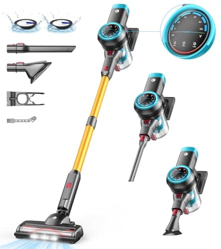 Cordless Vacuum Cleaner, 550W/45Kpa Vacuum Cleaners for Home with Self-Standing, MAX 60Mins Vacuum with LED Display, Anti-Tangled Vacuum Cleaner, Stick Vacuum for Carpet/Pet Hair