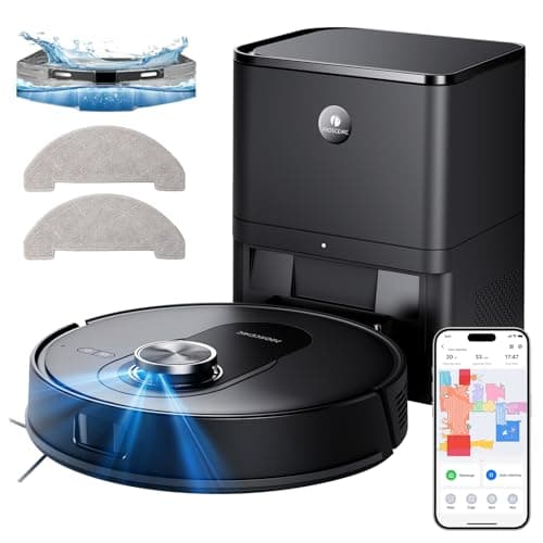 Proscenic Q8 Max Robot Vacuum and Mop with Self Emptying for 60 Days, 5,000 Pa Suction, LiDAR Navigation with Home Mapping, 200 Min Run, Auto Self-Charging, WiFi APP Control for Floor