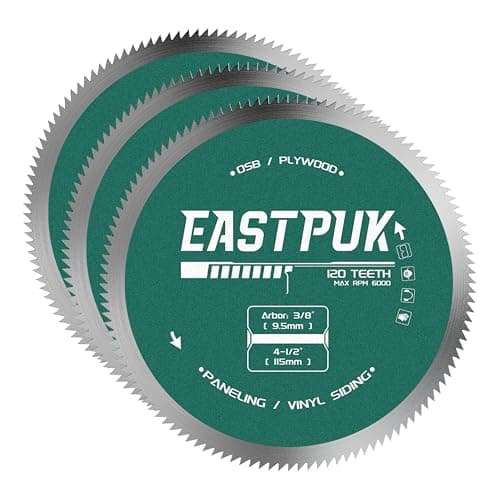 3Pcs 4-1/2 Inch 120 Tooth Circular Saw Blade with 3/8 Inch (9.5mm) Arbor, Fast Cutting for Plywood, OSB, Paneling and Vinyl Siding Wood