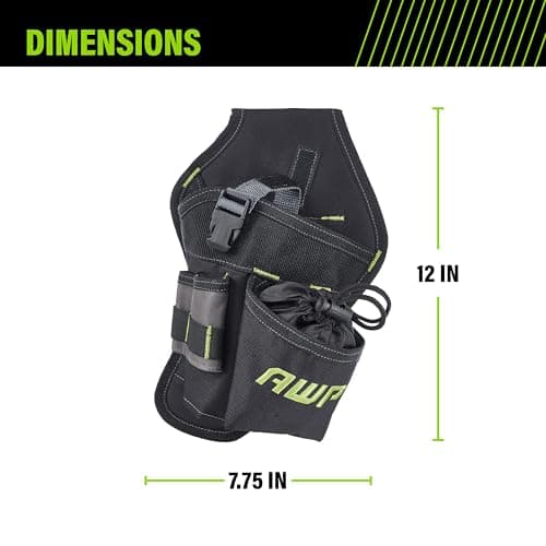 AWP Electrician Tool Pouch, Premium Professional Multi-Pocket Utility Bag Organizer, Durable Leather Work Pouch for Men’s Tool Belts and Construction Jobs, 1LC-412-RL-3