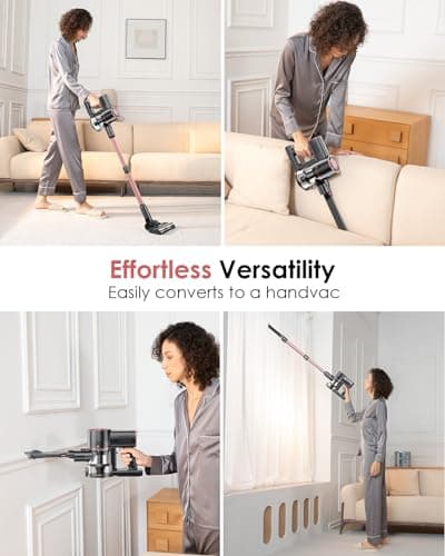 V8PRO Cordless Vacuum Cleaner for Home - 25Kpa Stick Vacuum with Self Standing Design, Max 35Min Runtime, 6 in 1 Lightweight Vacuum for Hardwood Floors and Carpet Pet Hair (Champagne)