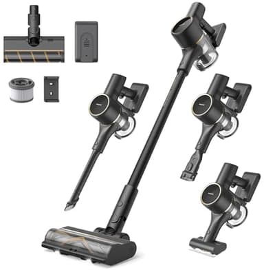 DREAME R10 Pro Cordless Vacuum Cleaner for Home, 6-in-1 Cordless Stick Vacuum Rechargeable, 65Mins Runtime, Powerful Suction, Wireless Vacuum Cleaner for Hardwood Floor, Carpet, Tile, Pet Hair, Black