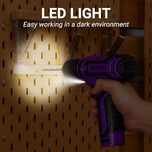 Cordless Drill：DEKOPRO 12V Power Drill Set 800RPM Electric Drills Small Drills with 3/8-inch Keyless Chuck and Portable Tool Set Gift Box (Purple)