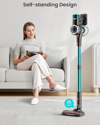 Cordless Vacuum Cleaner, 550W/45Kpa/65Mins Vacuum Cleaners for Home, Self-Standing Stick Vacuum with LED Display, Rechargeable Cordless Vacuum, Lightweight for Carpet, Pet Hair, Hardwood Floor