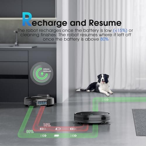 Robot Vacuum and Mop, 2-in-1 Robotic Vacuums Cleaner with Smart Max Strong Suction, WiFi/App/Alexa Voice Control, Obstacle Avoidance, for Pet Hair, Carpets and More