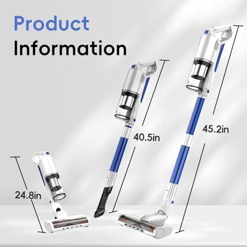 whall Cordless Vacuum Cleaner, Upgraded Strong Suction Brushless Motor Cordless Stick Vacuum Cleaner,Lightweight Handheld Vacuum for Home Pet Hair Carpet Hard Floor,up to 55mins Runtime,White