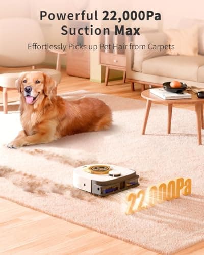 Robot Vacuum Cleaner, 22,000Pa Ultra-Strong Suction - Automatic Robot Vacuum for Pet Hair & Carpets, Tangle-Free Cleaning, Smart Mapping with LiDAR Navigation, App Controlled Vacuum Robot