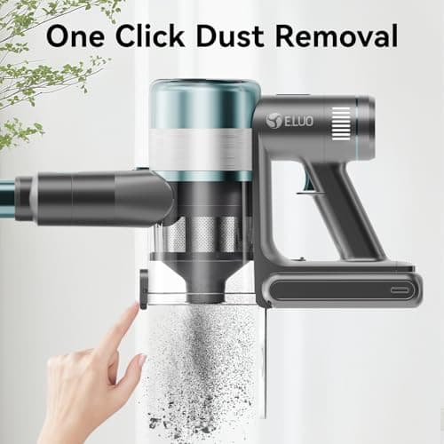 E.LUO Cordless Vacuum Cleaner, 28Kpa Vacuum Cleaners for Home, 60 Mins Runtime Stick Vacuum with Intelligent Display, Rechargeable Battery & Anti-Tangle Brush Handheld Vacuum for Floor Carpet Pet Hair