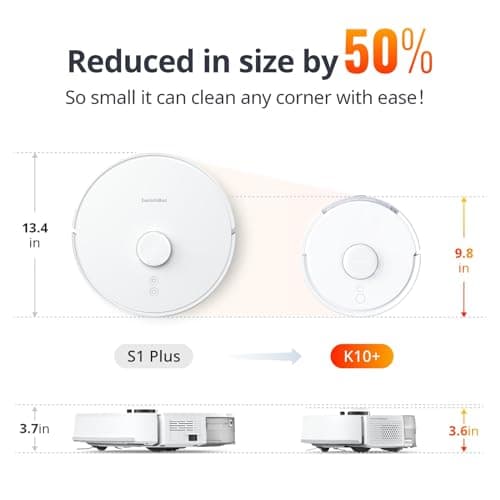 SwitchBot Mini Robot Vacuum K10+, Self-Emptying Base for 70 Days of Cleaning, LiDAR Navigation, Robot Vacuum and Mop Combo with Custom Cleaning, 48dB Ultra Quiet, 150Mins Max, Compatible with Alexa