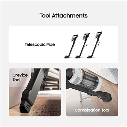SAMSUNG BESPOKE Jet Cordless Stick Vacuum Cleaner w/ Clean Station, Powerful Multi-Surface Floor Cleaning for Carpet, Hardwood, Tile, 5-Layer Filter, Lightweight, VS20A9580VB/AA, 2023, Midnight Blue