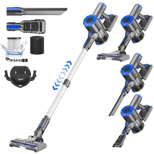 Cordless Vacuum Cleaner, Super Power Suction Stick Vacuum Cleaners with 2200 mAh Battery,8-in-1 Lightweight Self-Standing, 35 Mins Runtime for Home Hard Floor Low-Pile Carpet Pet Hair