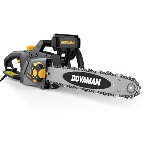 DCS08A Electric Chainsaw, One-Step Tool-Free Tensioning, Oregon Bar ＆ Chain, Low Kickback, Mechanical Brake, Automatic Chain Lubrication, 18-Inch 15-Amp Electric Chainsaw corded with 2 Chains