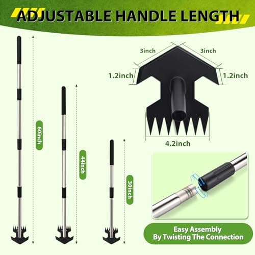 CAROD Hoe Garden Tool, Scuffle Garden Hoe for Weeding with 30-60 Inch Steel Long Handle, Dual Use Sharp Gardening Hula Hoe, Adjustable Rocket Shaped Weed Remover Action Hoe