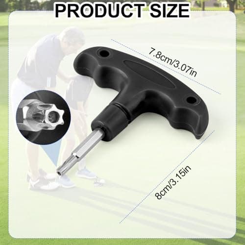 Golf Torque Wrench, Adjustable Golf Tool with Plastic Handle Metal Golf Driver Tool Golf Driver Spike Wrench Portable Golf Club Adjustment Head Tool for Golf Club Driver Equipment (Black)