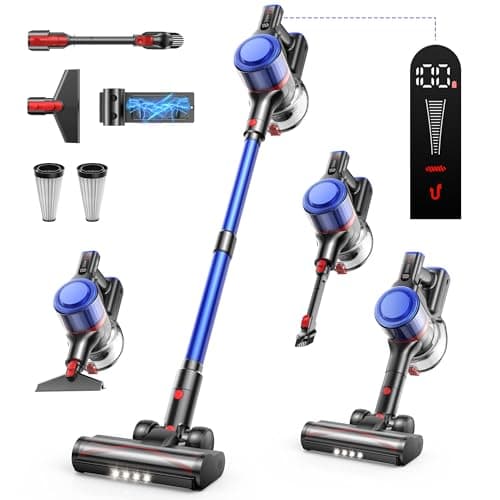 Cordless Vacuum Cleaner, 45Kpa 550W 60Mins Vacuum Cleaners for Home, Self-Standing Stick Vacuum Cleaner with Wall Mount Charging, Scented Card, for Furniture, Carpet, Pet Hair, Hard Floor