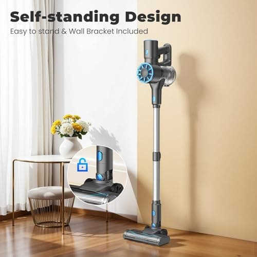 Cordless Stick Vacuum Cleaner with Self-Standing, 8-in-1 Vacuum Cleaners for Home, Lightweight Powerful Vacuum with LED Screen, Rechargeable Vacuum for Carpet, Pet Hair, Tile, Hardwood Floors