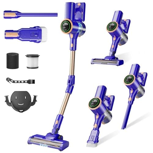 Cordless Vacuum Cleaner, 180° Bendable Wand Stick Vacuum Cleaners with Touch Screen, 8-in-1 Vacuum with Lightweight Rechargeable Battery, Longlasting Runtime for Home Hard Floor Low-Pile Carpet