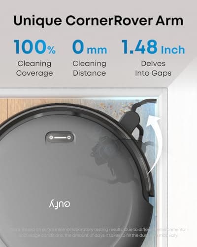 eufy Robot Vacuum C10 with Self Emptying Station, Up to 60 Days Hands Free Cleaning, Edge Expansion Brush, 4000Pa Powerful Suction, 2.85-Inch Ultra-Slim Body, Smart Mapping, Lidar Navigation