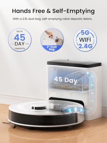 Lefant LiDAR Robot Vacuum and Mop,45-Day Self-Emptying,6000Pa Powerful Suction,Customized Cleaning,Home Mapping,140 Min Runtime,Roller Brush for Carpet,2.4G/5G WiFi/Alexa/APP/iWatch,M2 Plus