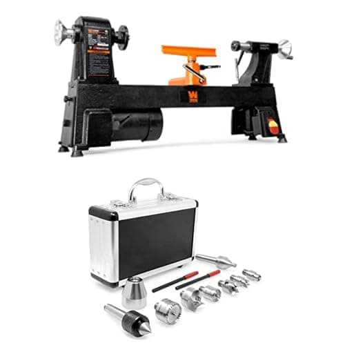 WEN 4.5-Amp 12-Inch by 18-Inch 5-Speed Benchtop Wood Lathe and 9-Piece MT2 Wood Lathe Drive and Live Center Kit (LA3424, LA0009)