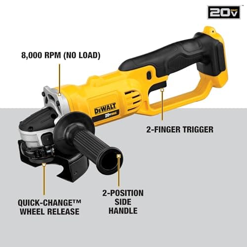 DEWALT 20V MAX 4-1/2 Inch Cordless Angle Grinder, Bare Tool Only (DCG412B)