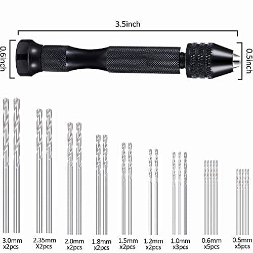 Mudder 36 Pieces Hand Drill Set, Include Pin Vise, Mini and Twist Drills for Craft Carving DIY, 0.3-1.2 mm(0.3-1.2 mm PCB Drill)