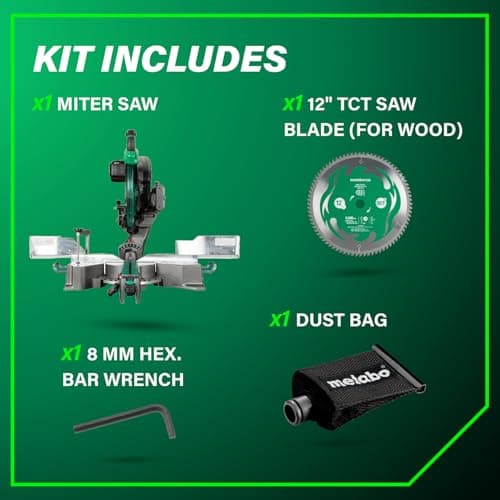 Metabo HPT 12-Inch Dual Bevel Sliding Miter Saw, 4000 RPM No-Load Speed, 45° Left and Right Bevel Range, Precision Miter Angles, 9 Detent Stops, Xact Cut Shadow Line, C12RSH3